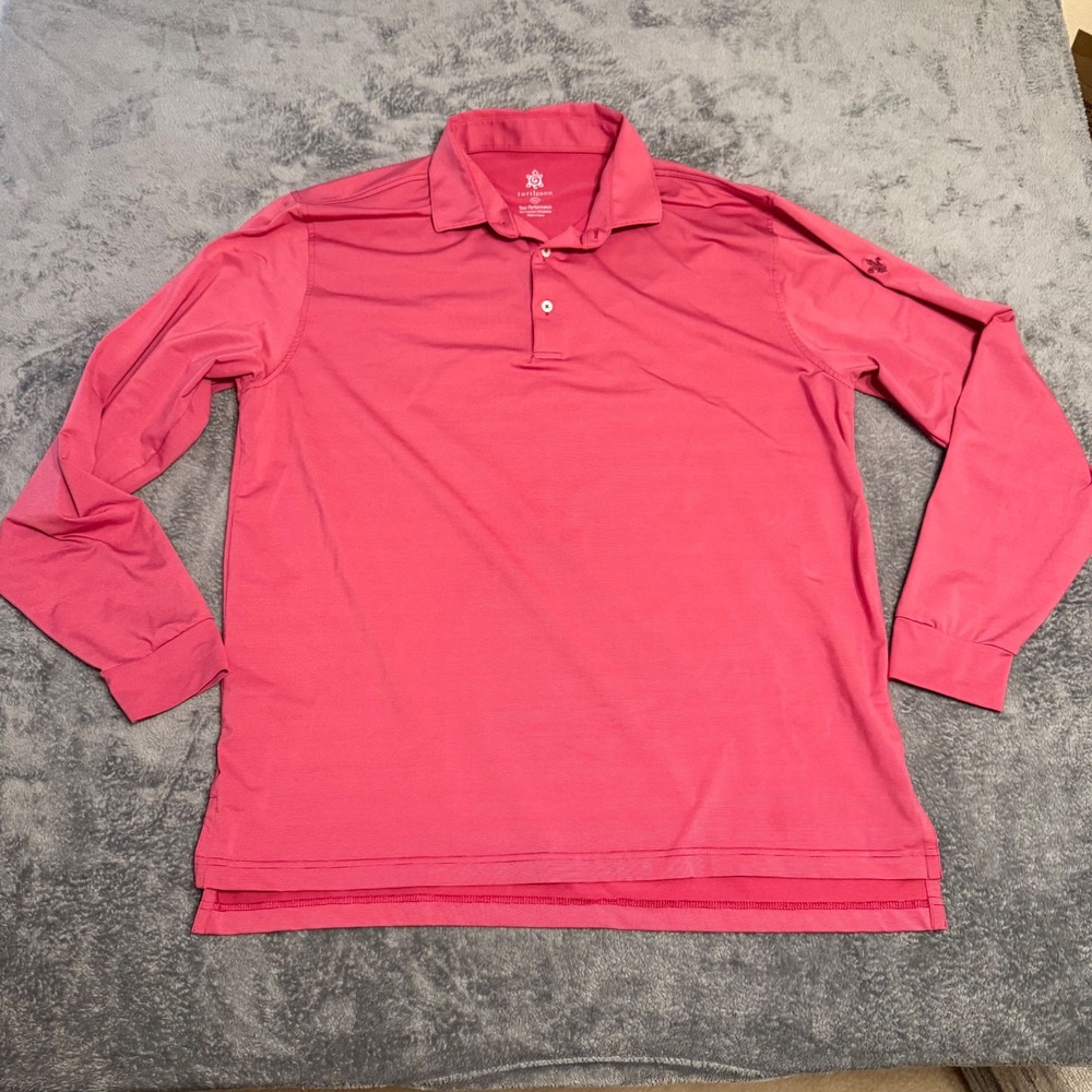 Turtleson XL Tour Performance‎ Long Sleeve Pink Golf Polo Shirt